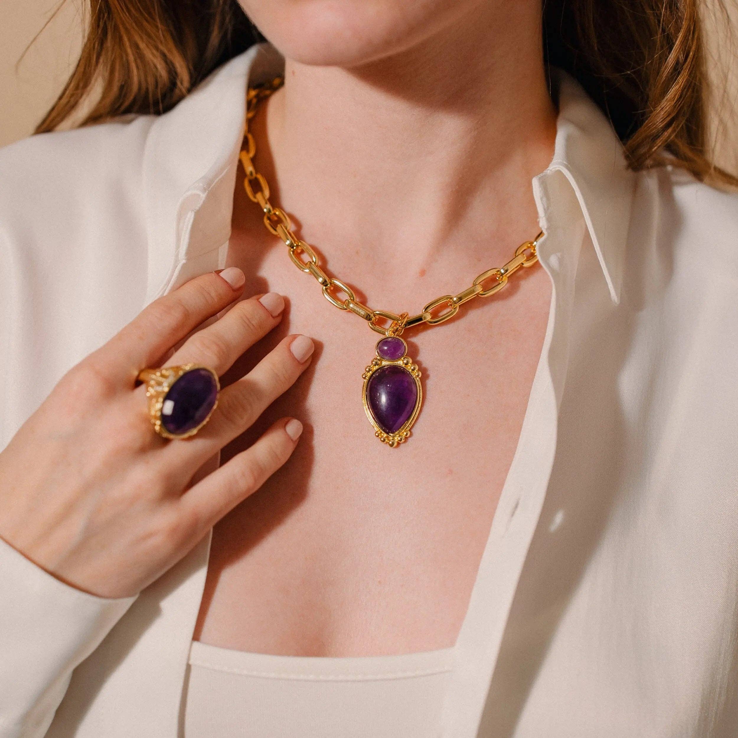 Joyería con Conjunto de Piedras Reales-Set