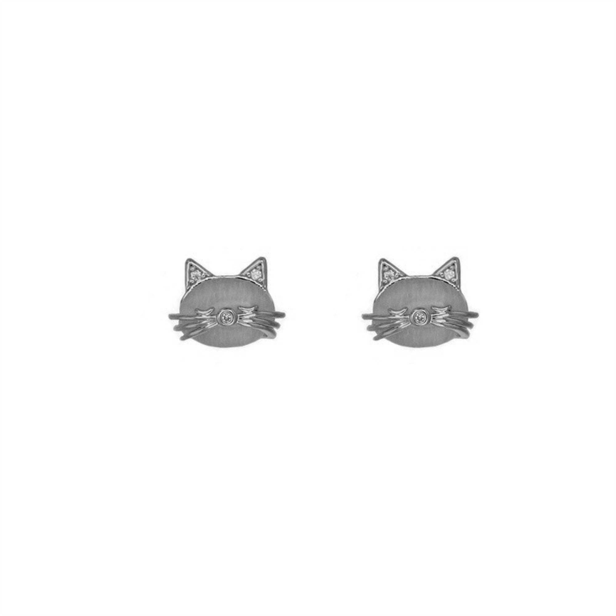 Cute Mini Opal Cat Stud Earrings in 925 Sterling Silver