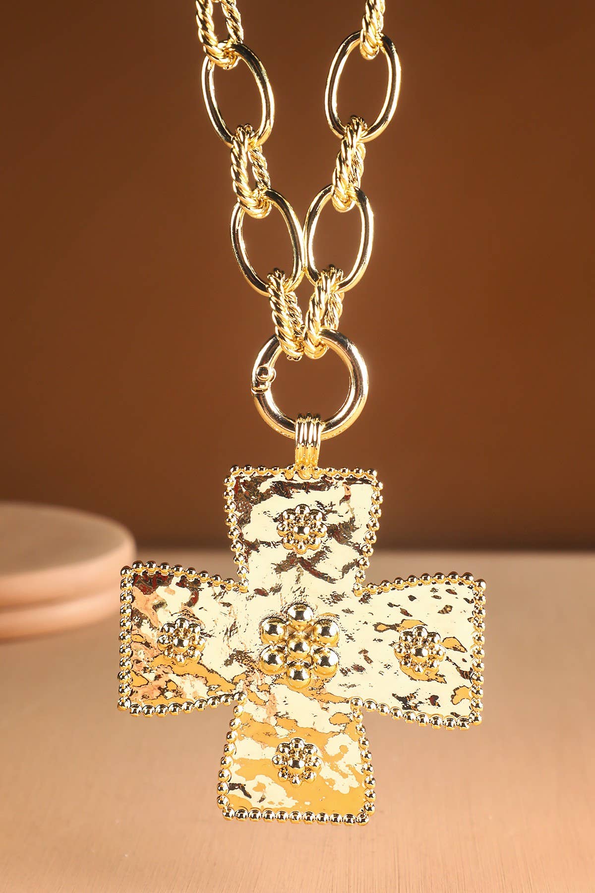 Chunky Statement Cross Pendant Necklace