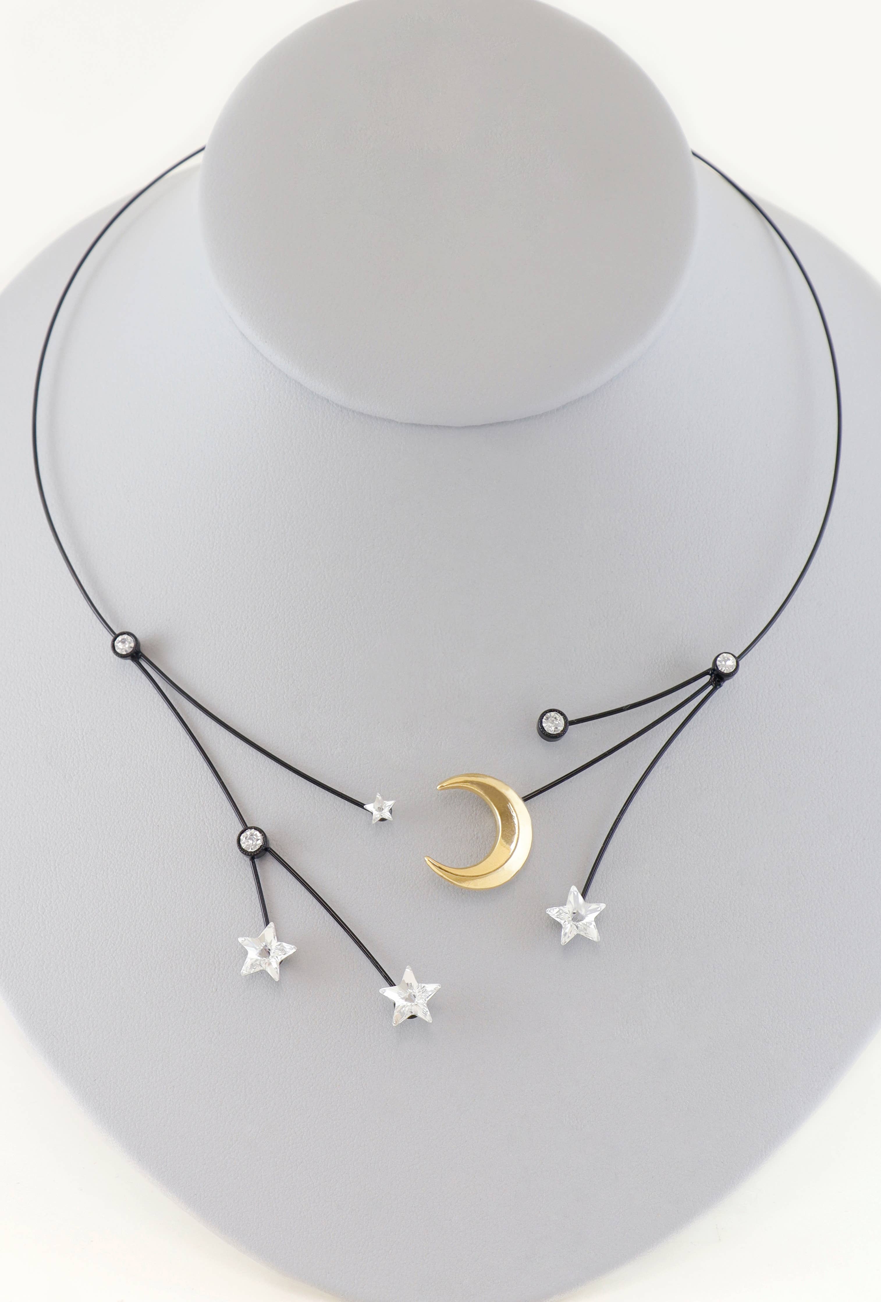 Moon & Stars Swarovski Crystal Necklace Set- ON SALE