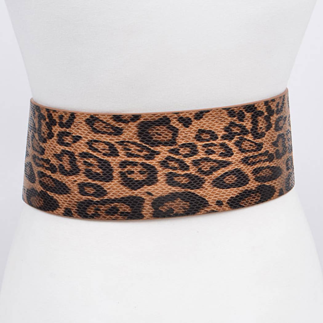 Iconic Square Buckle Belt with Leopard Print
