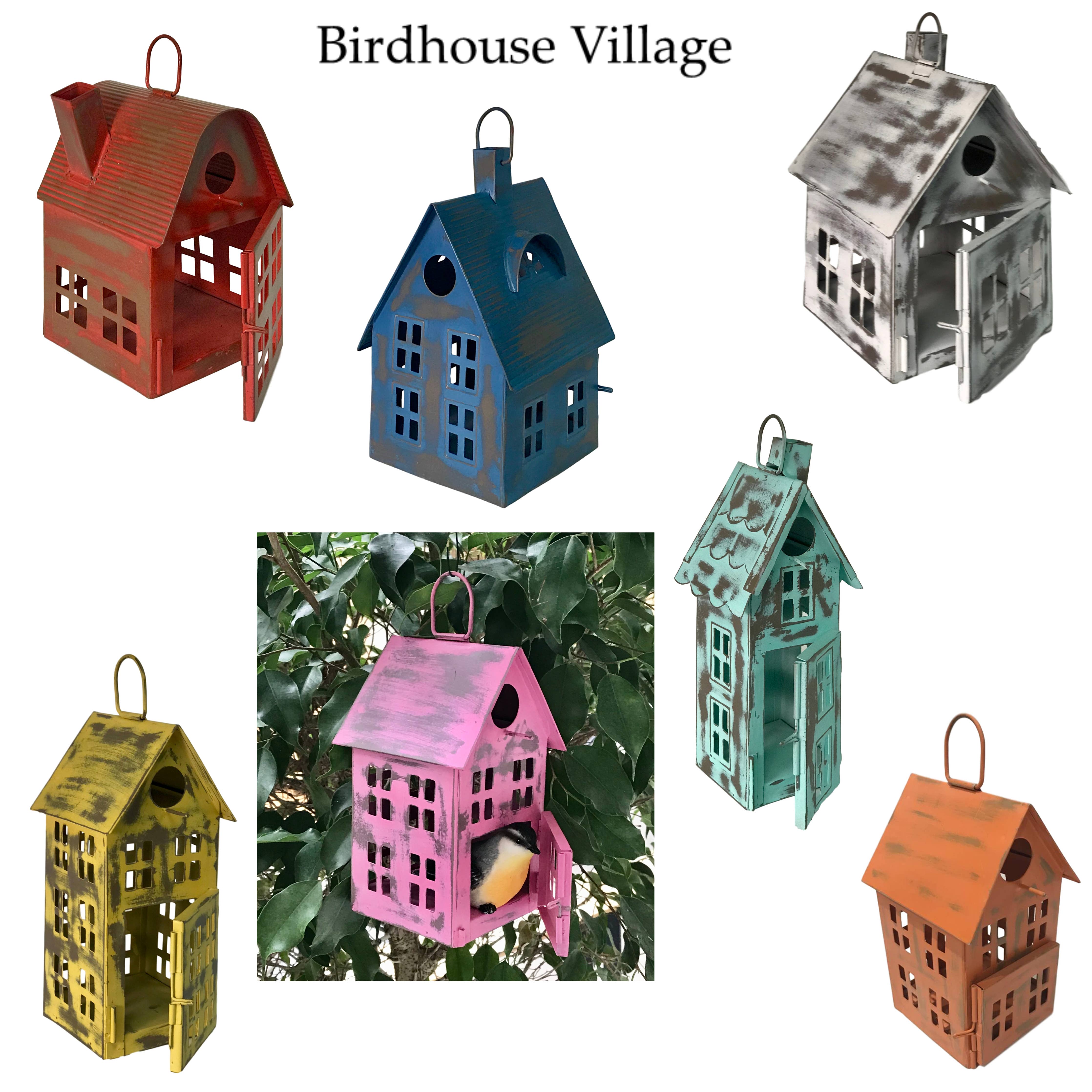 Bird Clock Tower Hanging Finch Birdhouse Village