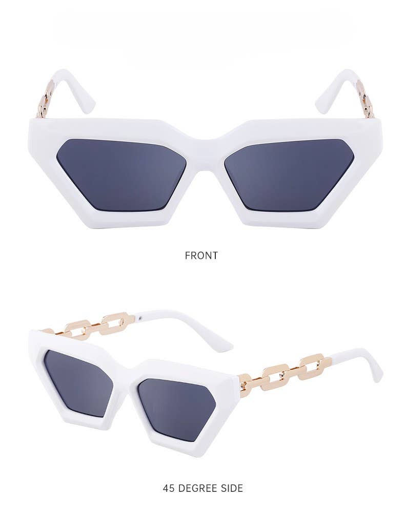 Cat-eye fashion chain small frame sunglasses