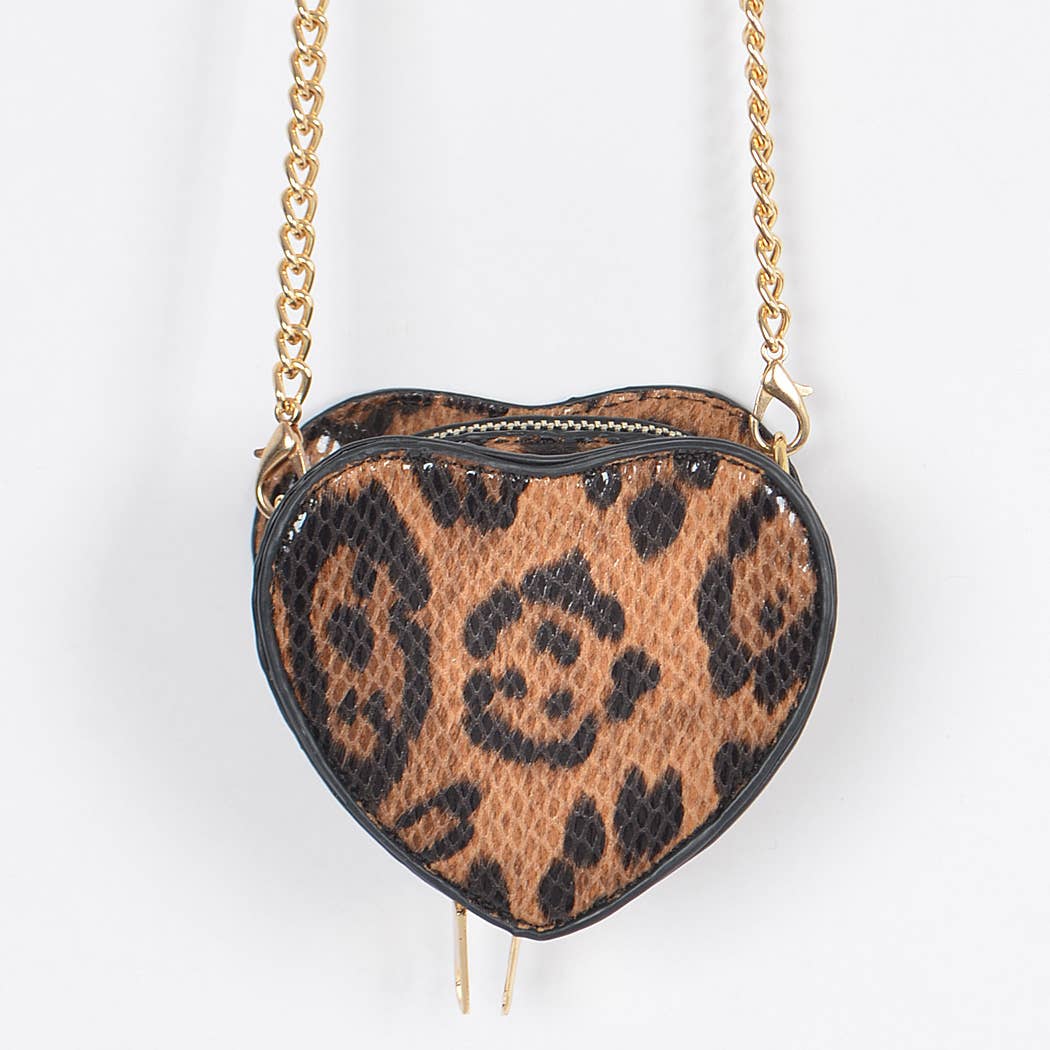 Leopard Heart Shape Mini Bag