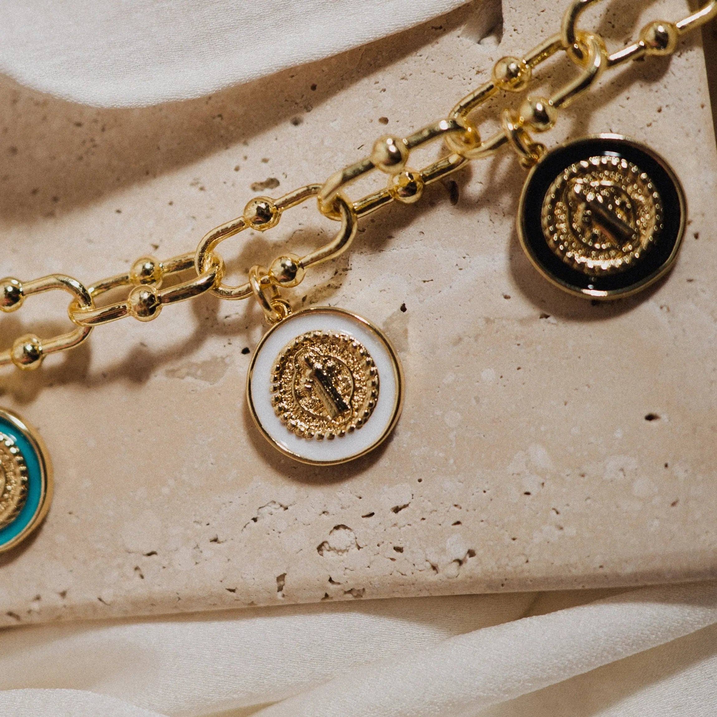 Catholic Necklace, Necklace with Colorful Charms