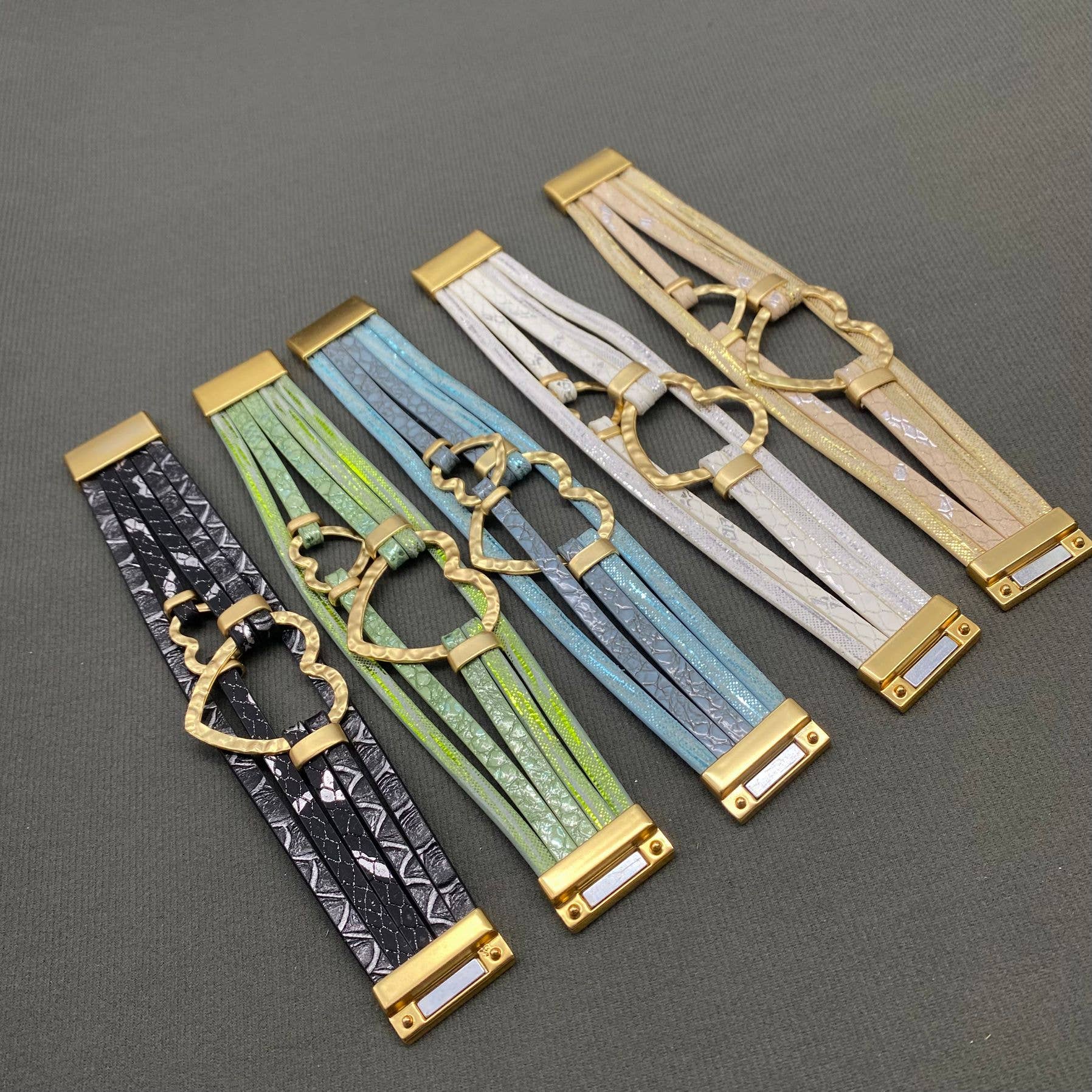 Double Heart Multi-layer Leather Magnetic Bracelet - LB