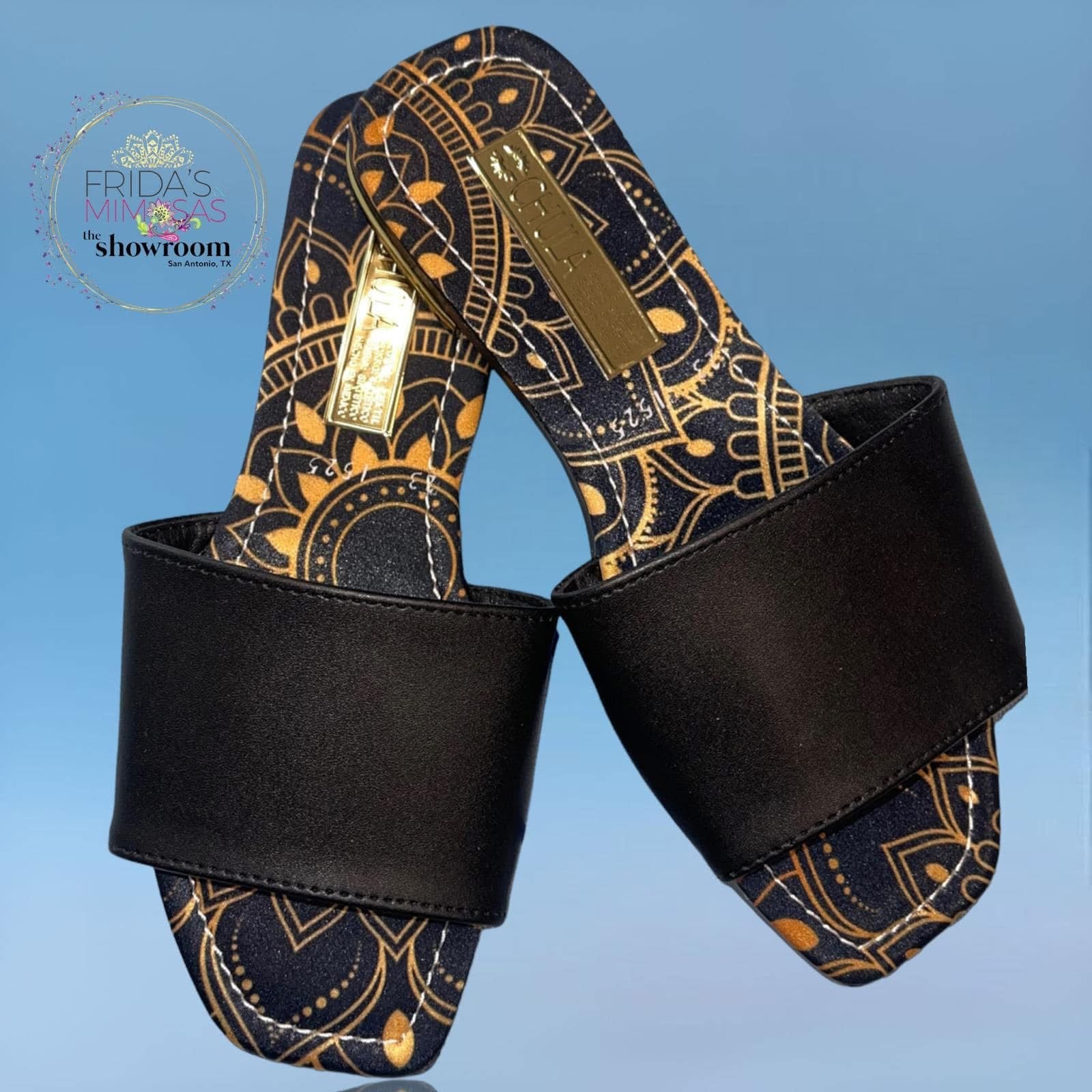 Black Mandala Sandals-FINAL SALE - All sales are final. No returns or exchanges.
