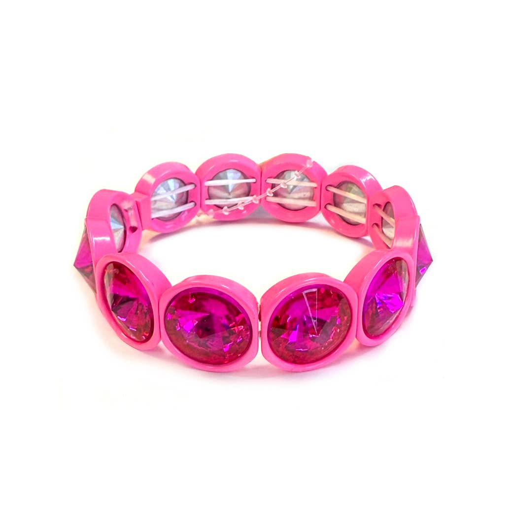 High Quality Crystal Glass Color Framed Stretch Bracelet
