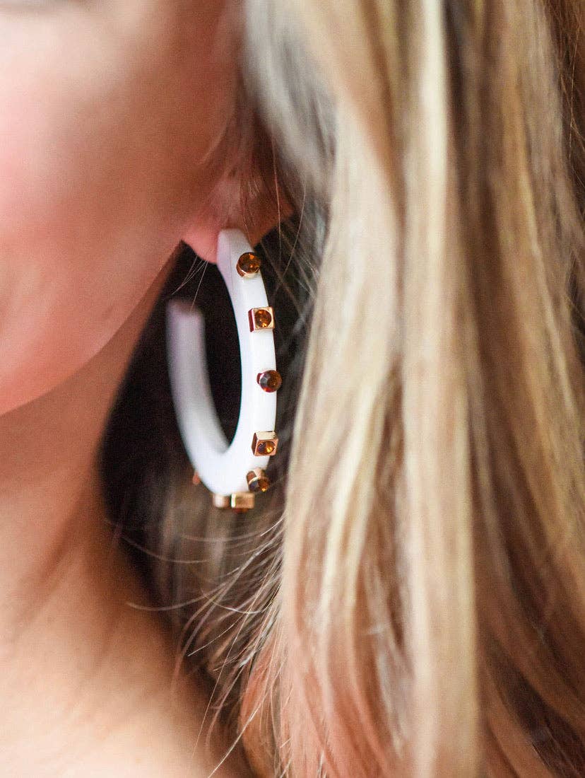 City Girl Jewel Hoop - White Dark Gold