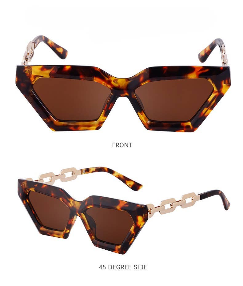 Cat-eye fashion chain small frame sunglasses