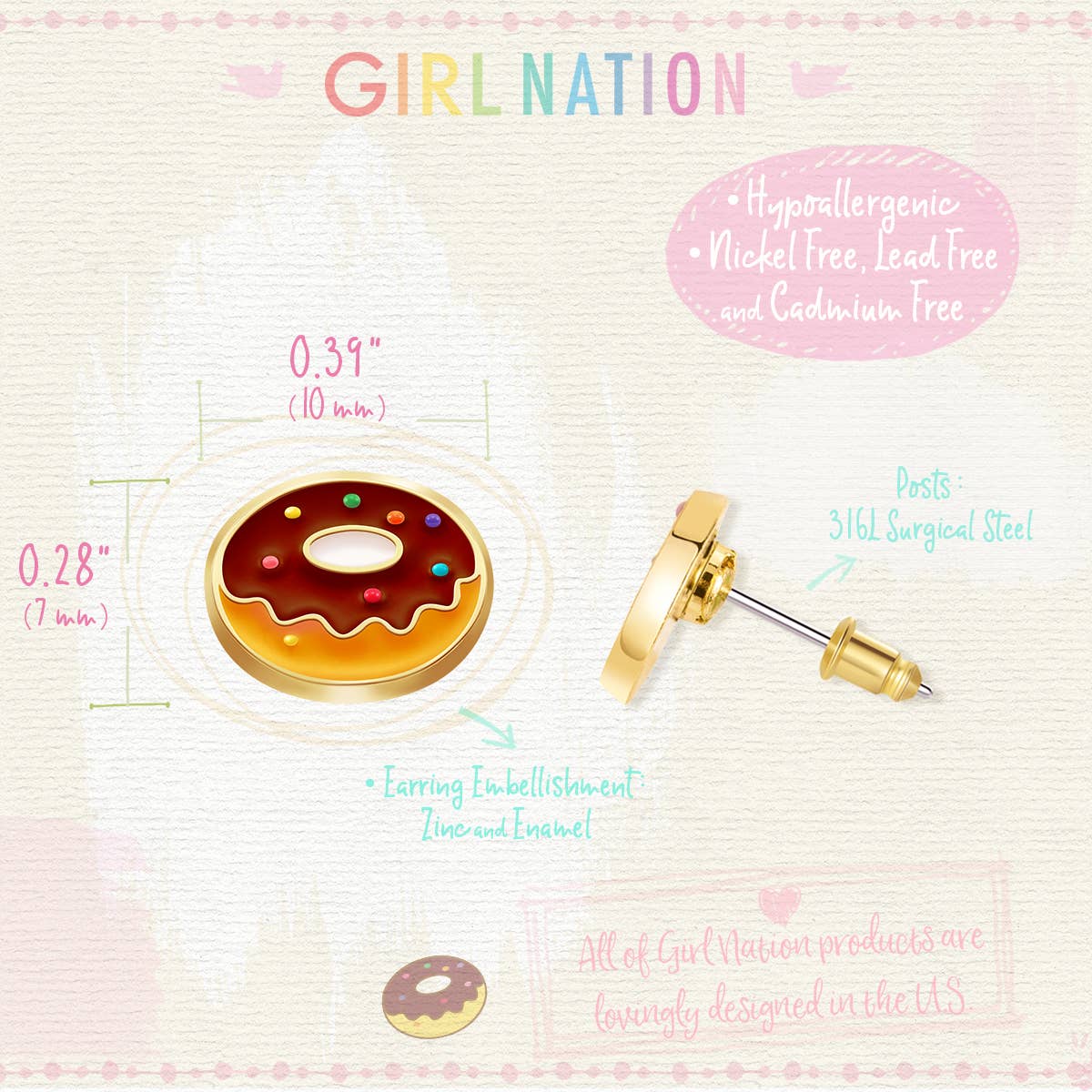 Yummy Donut Cutie Stud Earrings