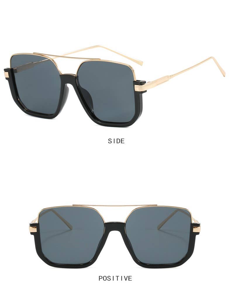 Double beam big frame new retro personality sunglasses