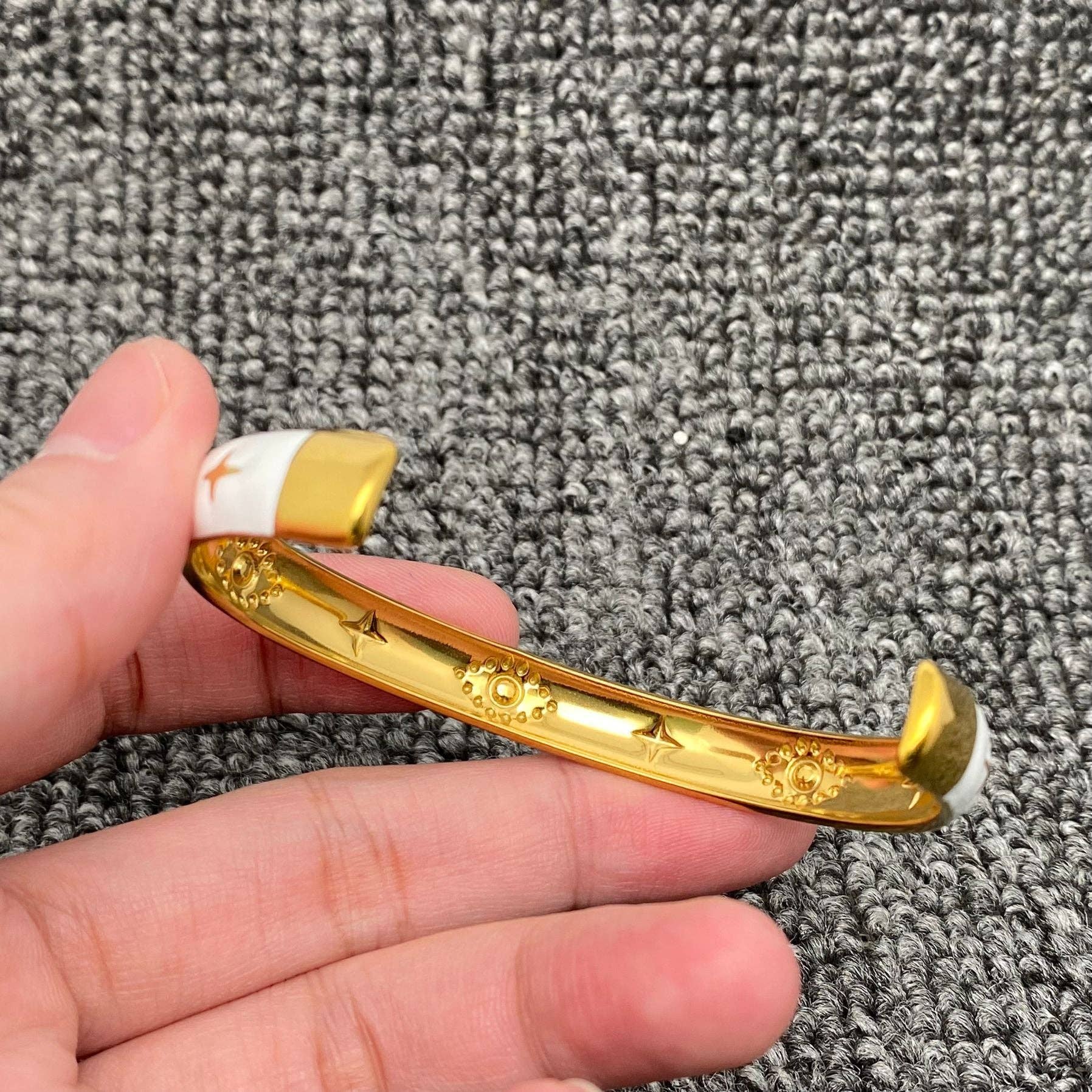 Colored Enamel Evil Eye 18K Gold Plated SS Cuff Bagnle - FGS