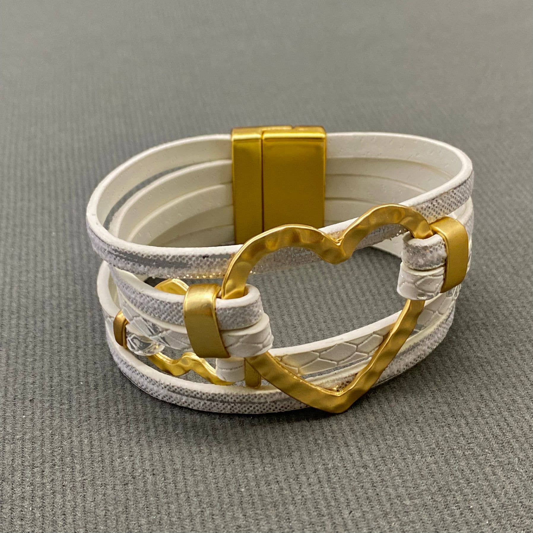 Double Heart Multi-layer Leather Magnetic Bracelet - LB