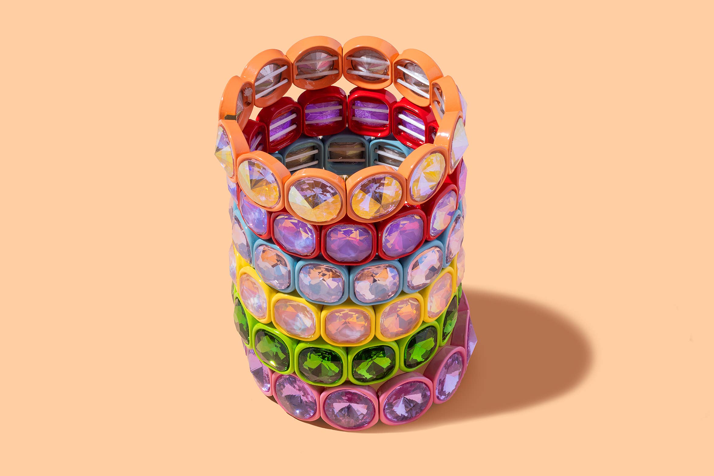 Enamel Stretch Bracelet - Large Stones - Elise