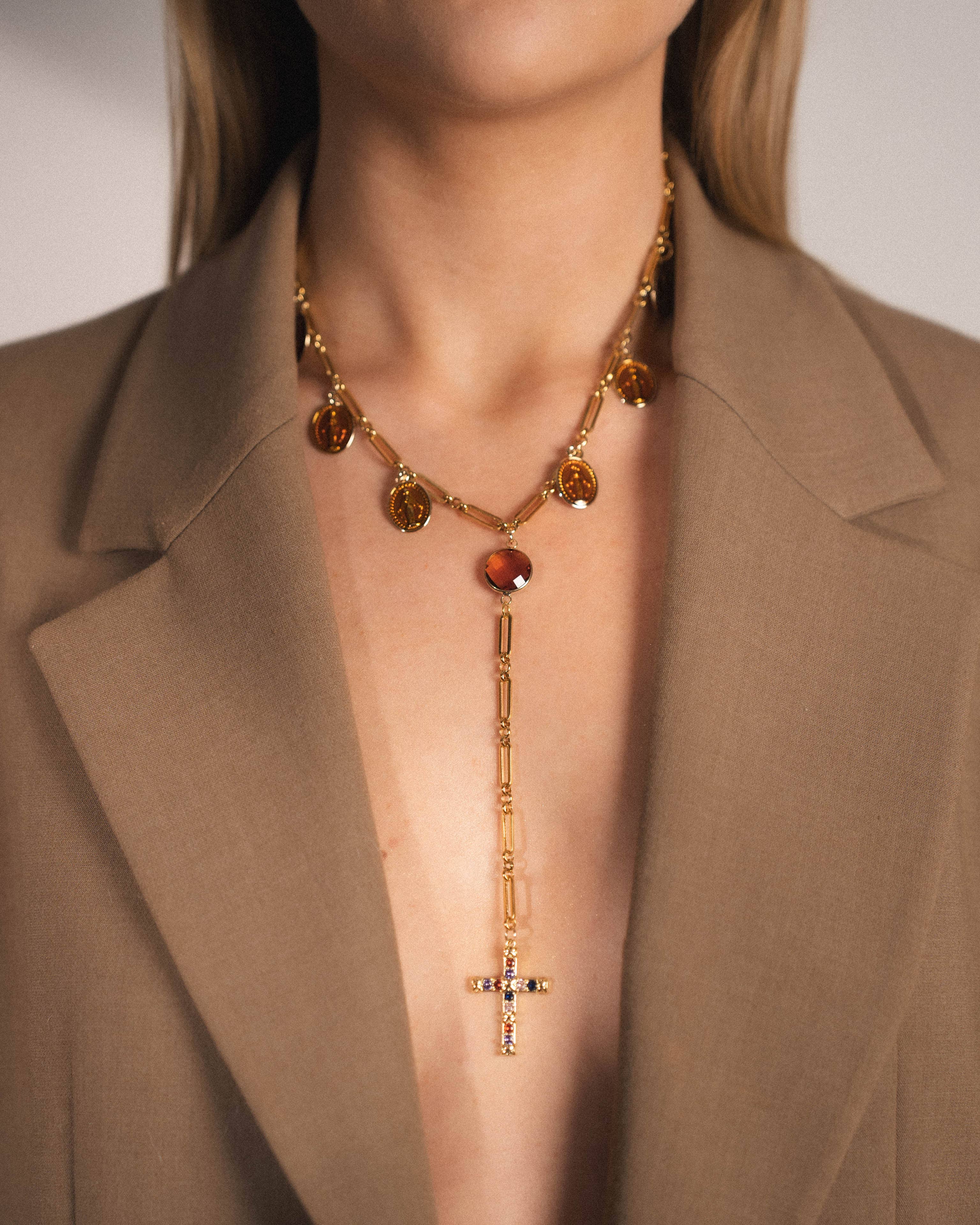 Rosary and Cross Necklace – Mystical Elegance in a Unique Design