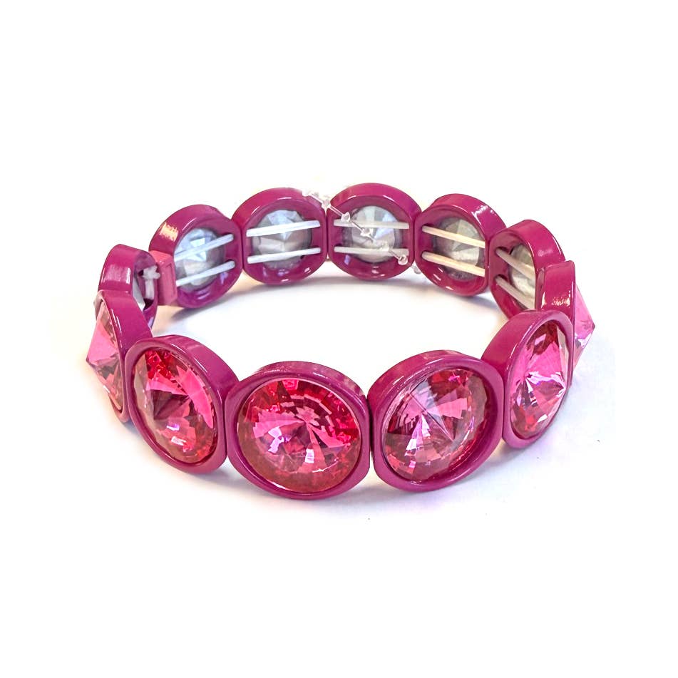 High Quality Crystal Glass Color Framed Stretch Bracelet