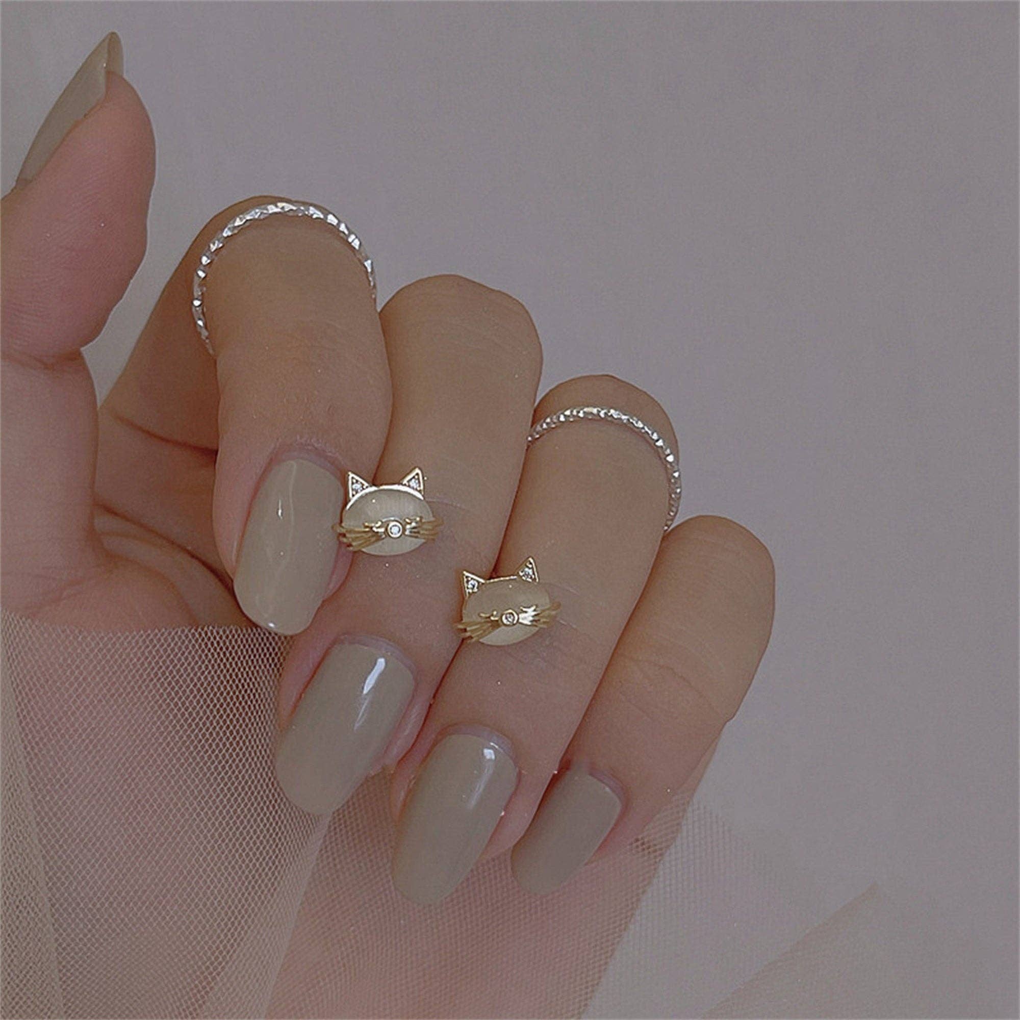 Cute Mini Opal Cat Stud Earrings in 925 Sterling Silver