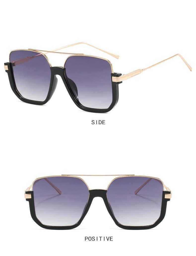 Double beam big frame new retro personality sunglasses