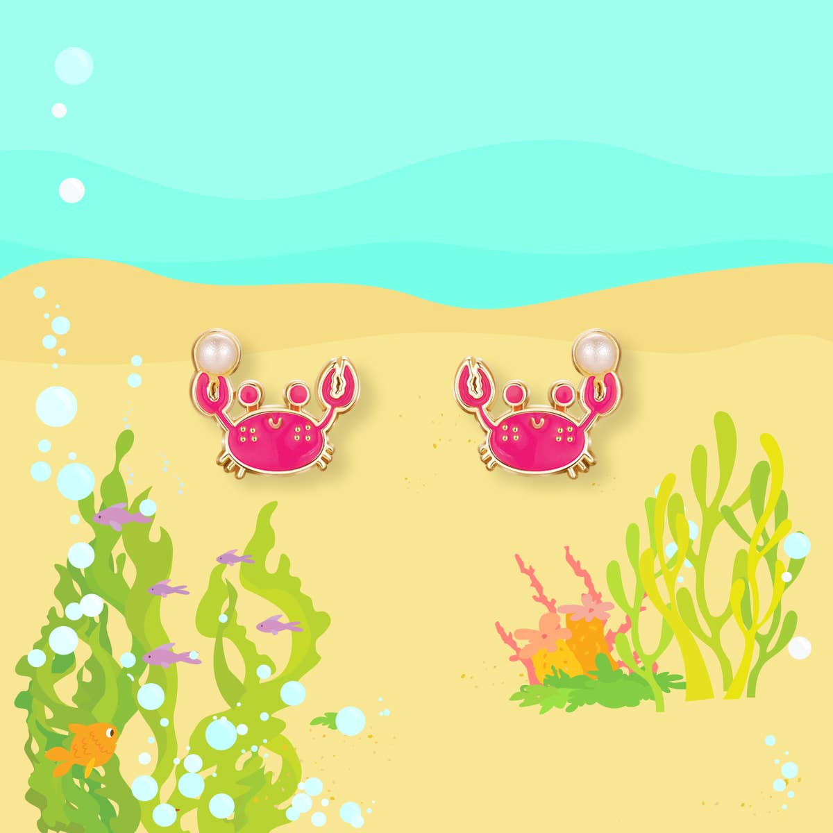 Happy Crab | Cutie Stud Earrings for Children