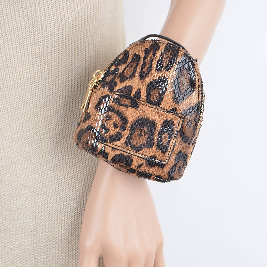 Leopard Mini Wrist Bag W/Crossbody Chain
