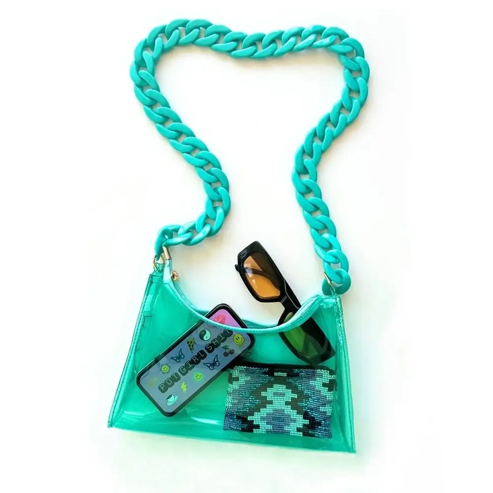 Clear Teal Crossbody Bag