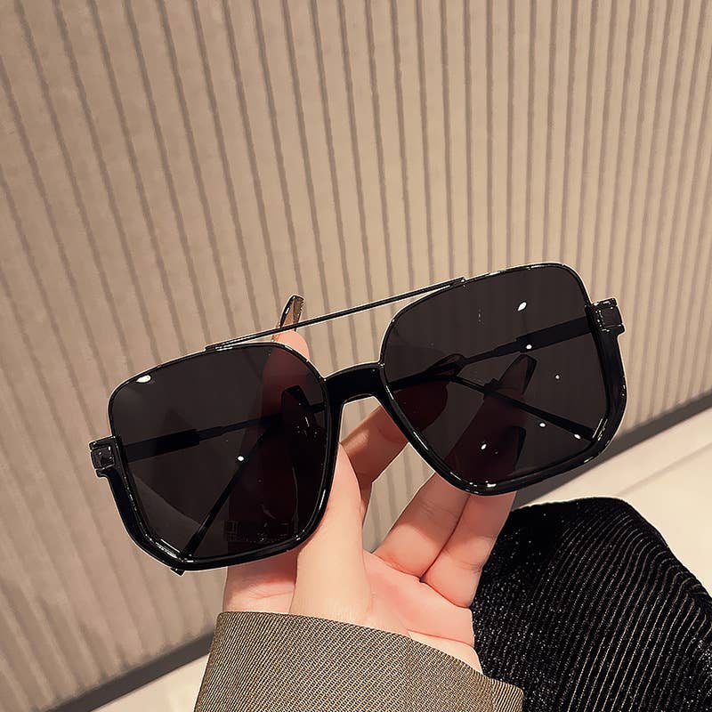 Double beam big frame new retro personality sunglasses
