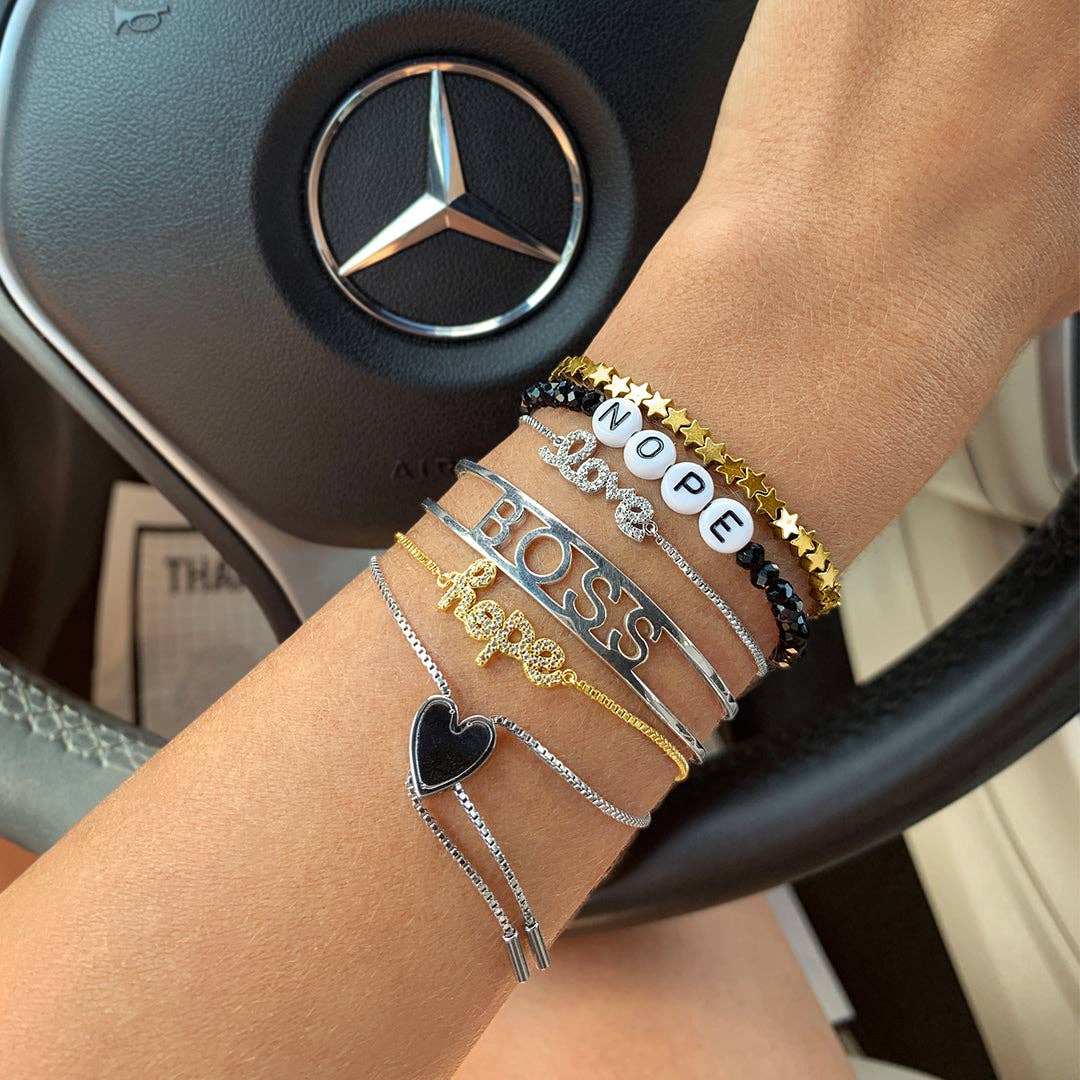 Heart Bolo Bracelet silver gold