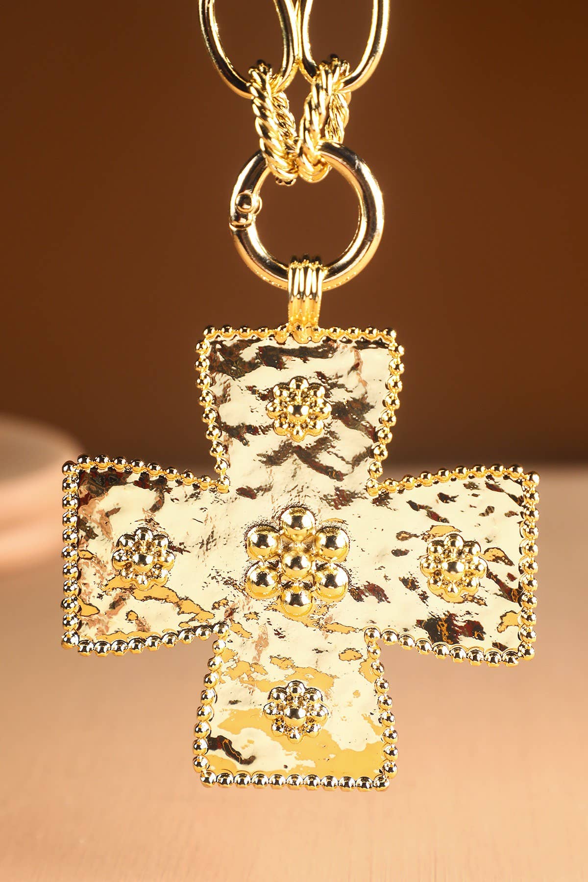 Chunky Statement Cross Pendant Necklace