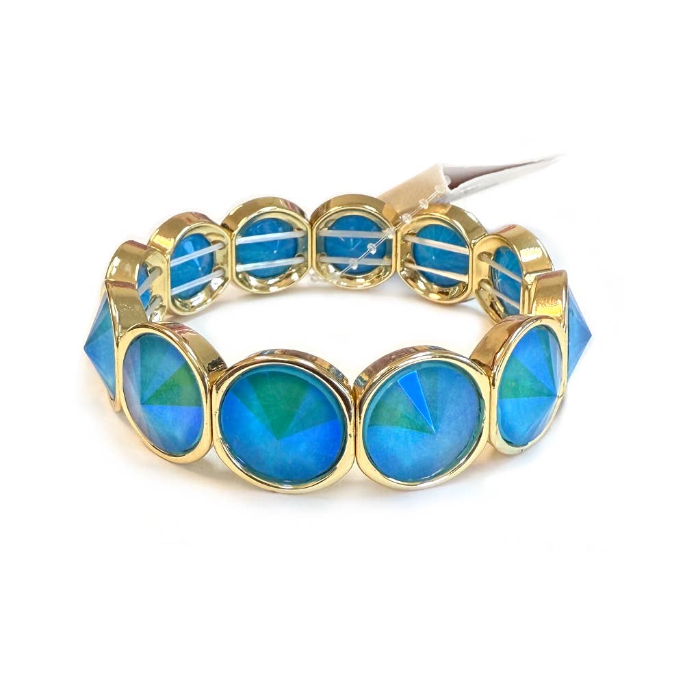 High Quality Crystal Glass Color Framed Stretch Bracelet