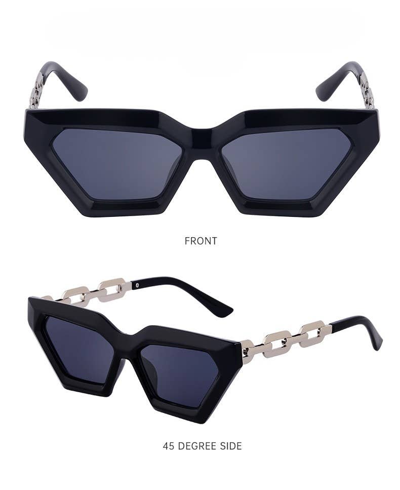 Cat-eye fashion chain small frame sunglasses
