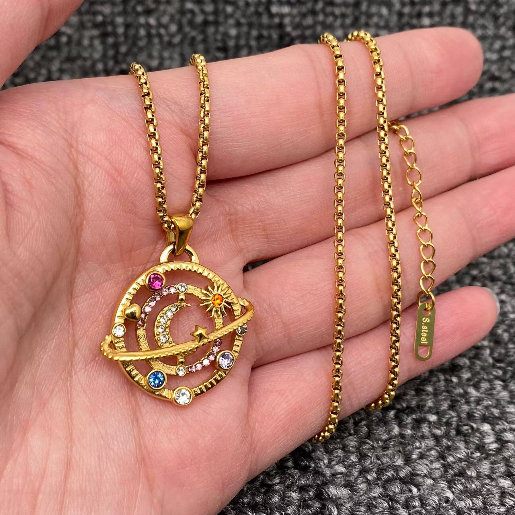 Star Moon Universe 18K Gold Plated SS Necklace - FGS/MS