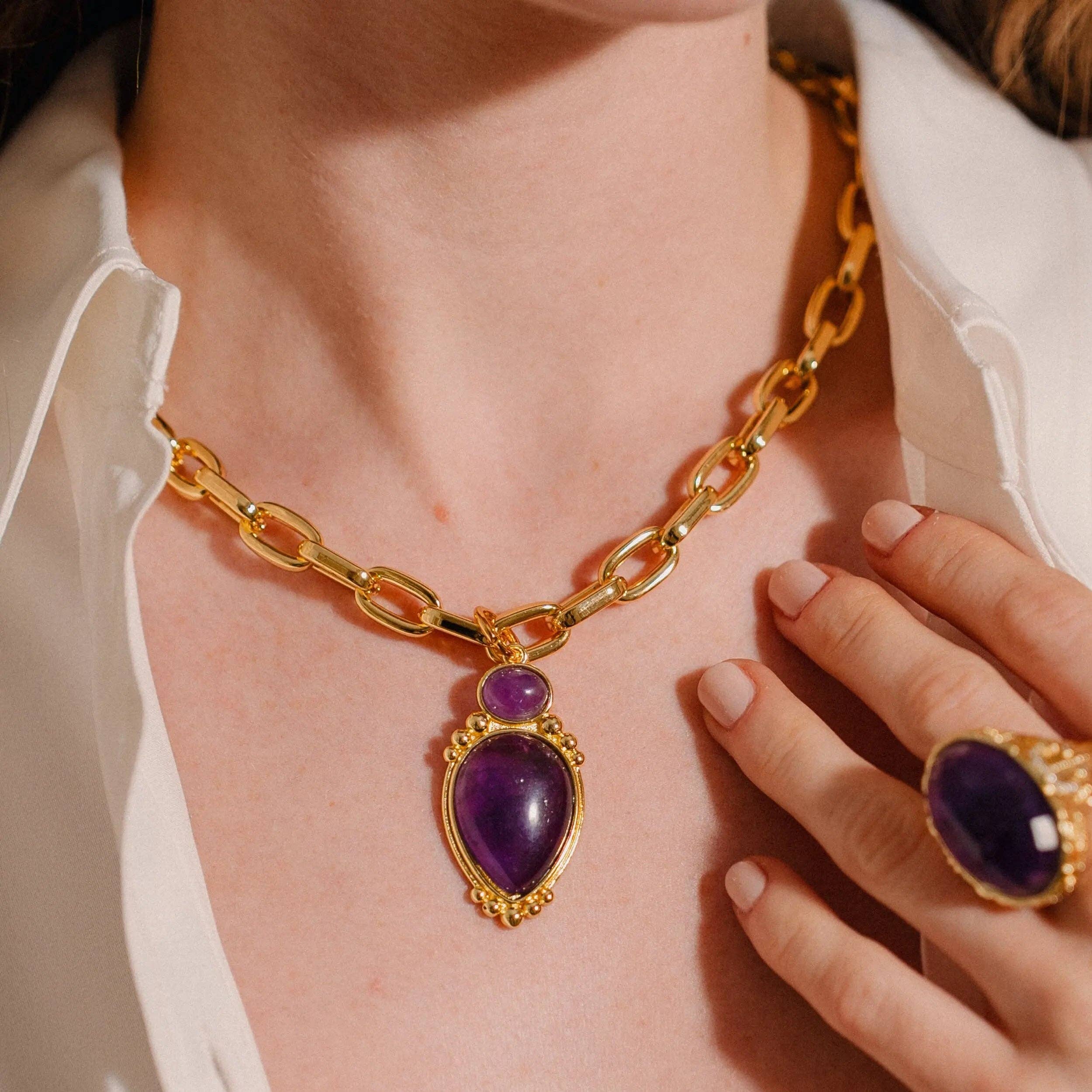 Joyería con Conjunto de Piedras Reales-Set