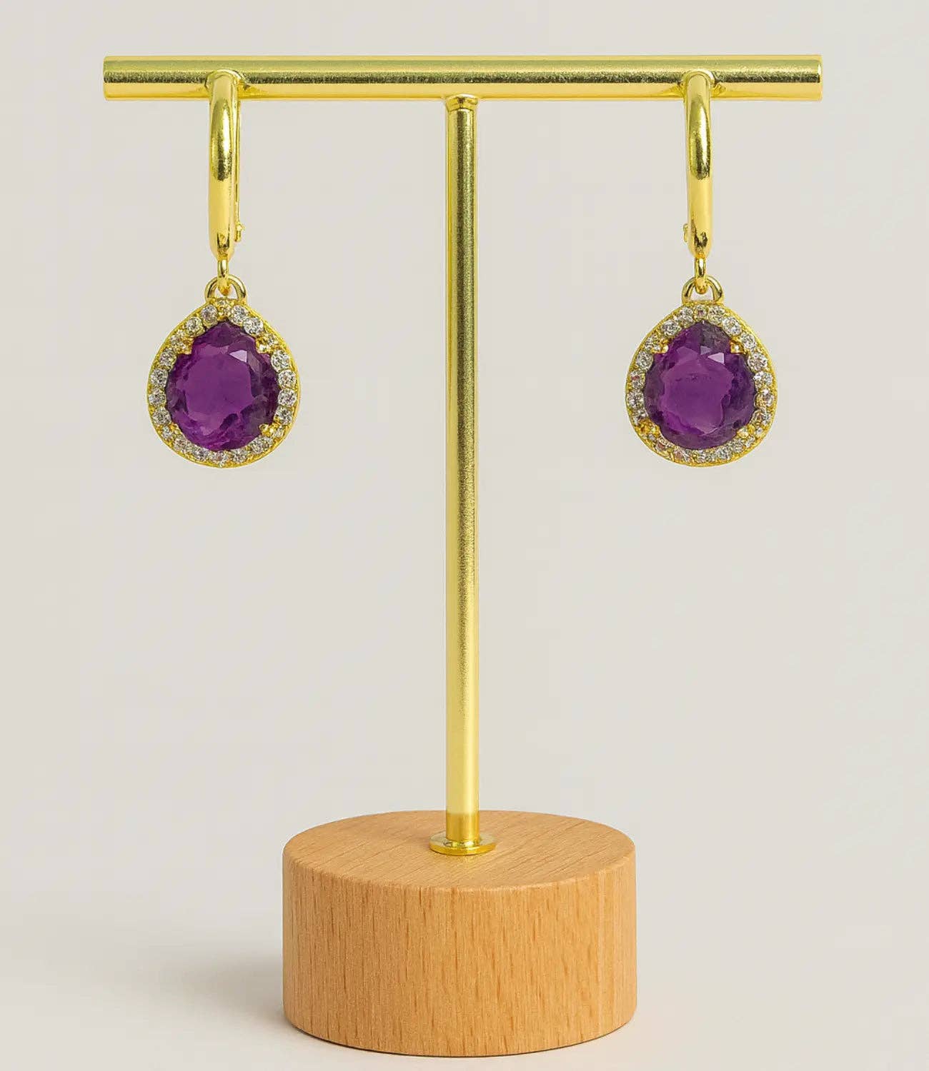 18-karat gold-plated amethyst drop earrings