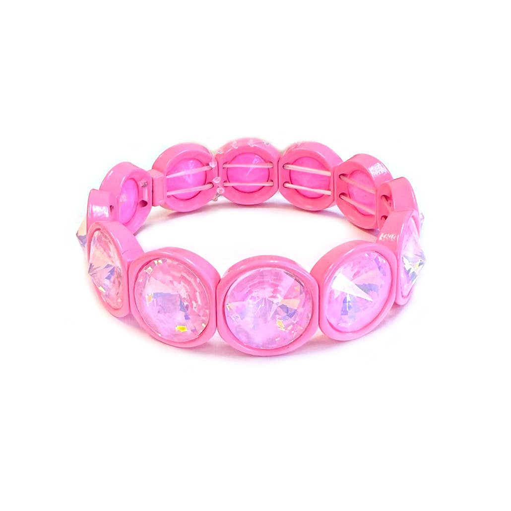 High Quality Crystal Glass Color Framed Stretch Bracelet