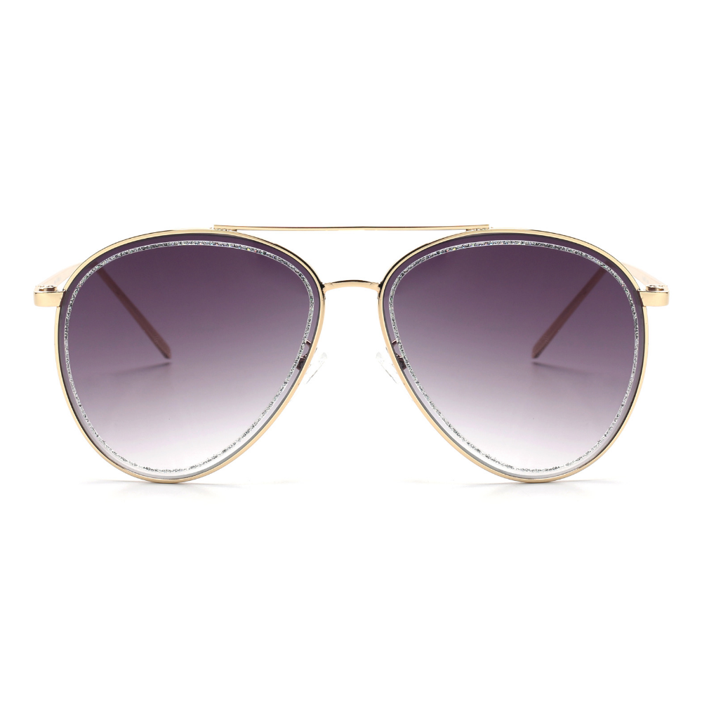 Classic Fashion Tinted Glitter Women Aviator Sunglasses