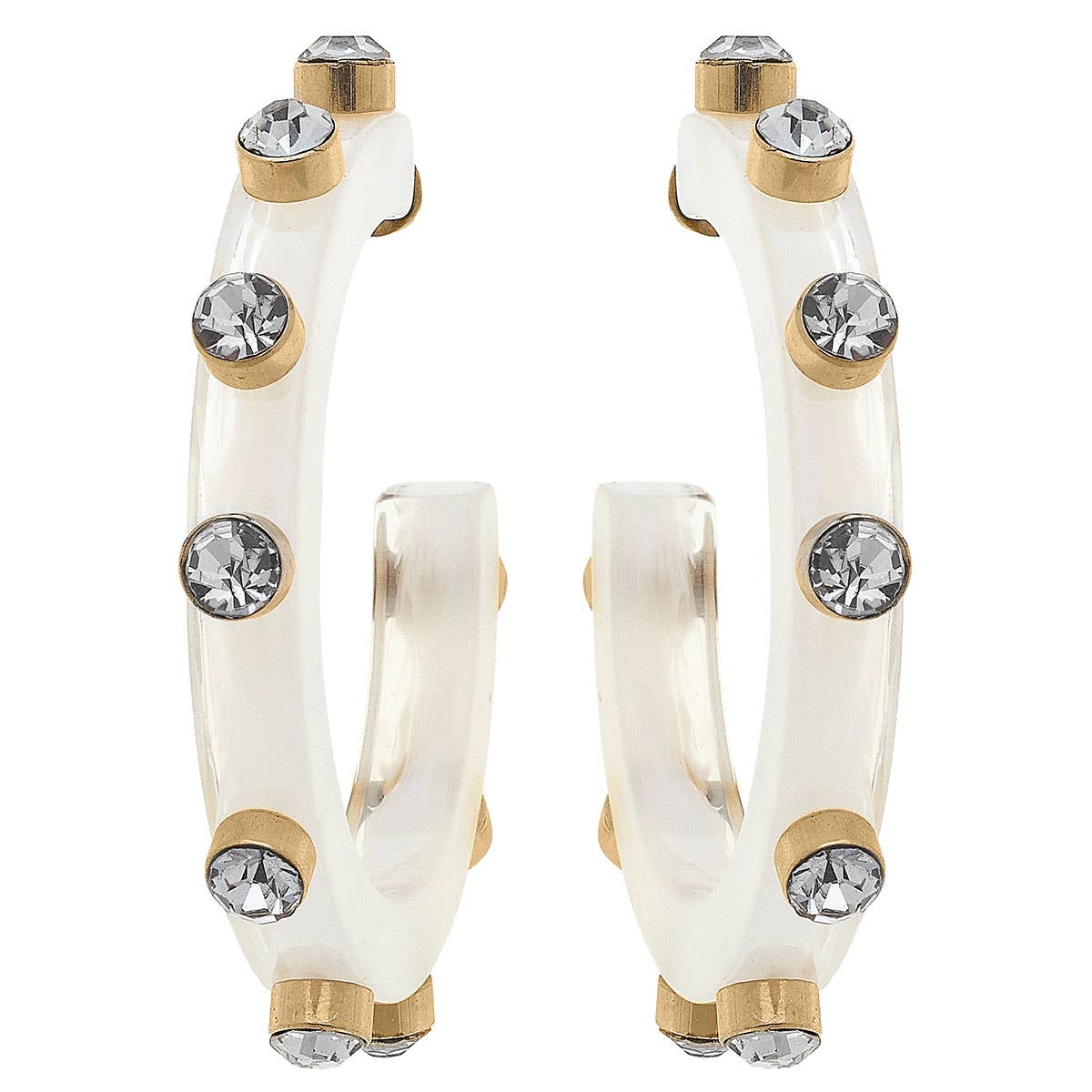 Renee Resin and Rhinestone Hoop Earrings