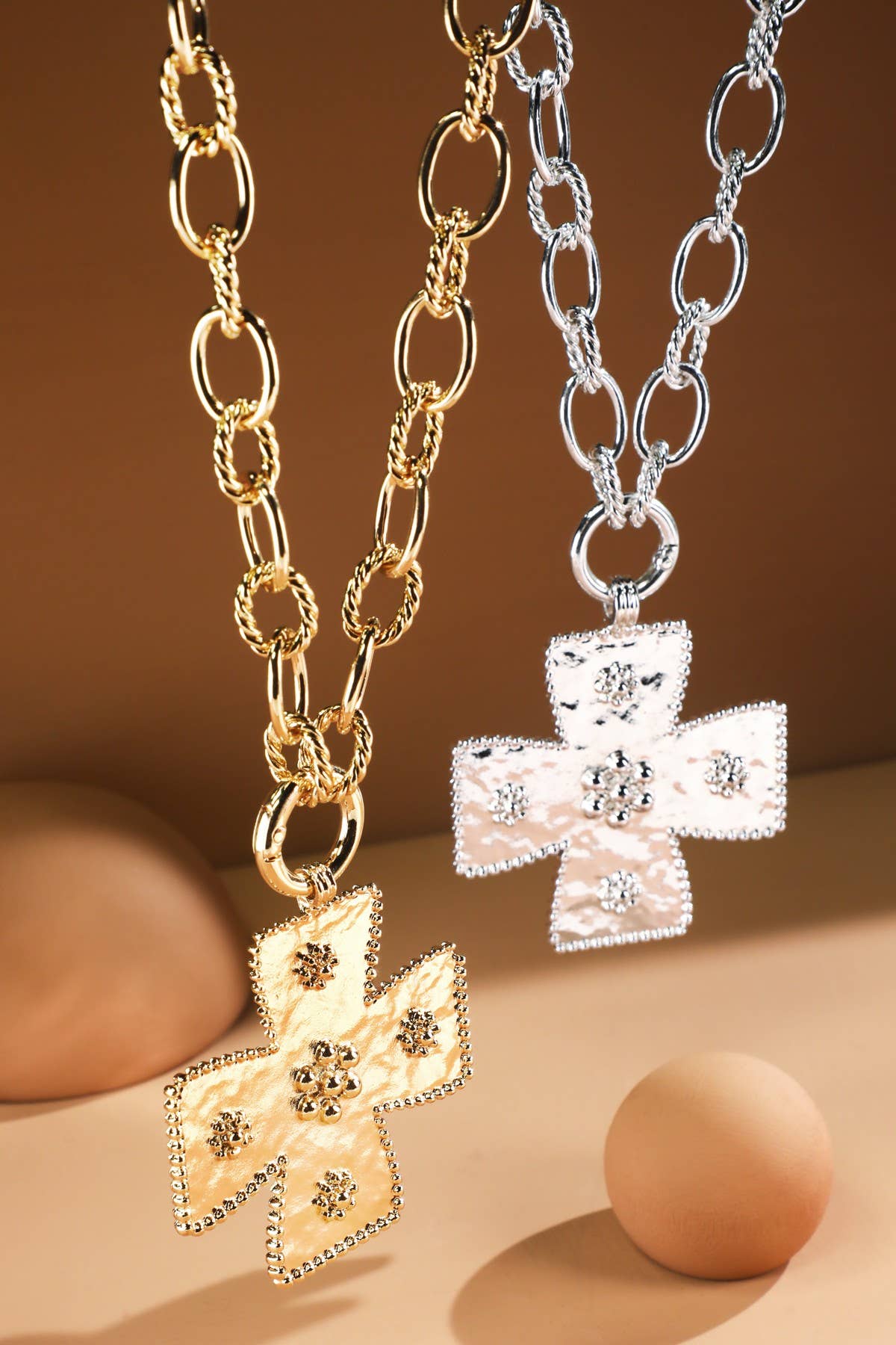 Chunky Statement Cross Pendant Necklace