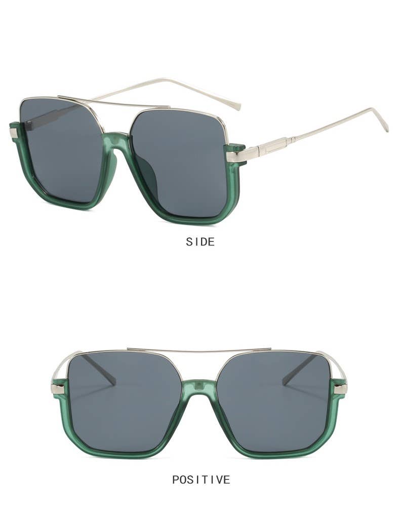 Double beam big frame new retro personality sunglasses